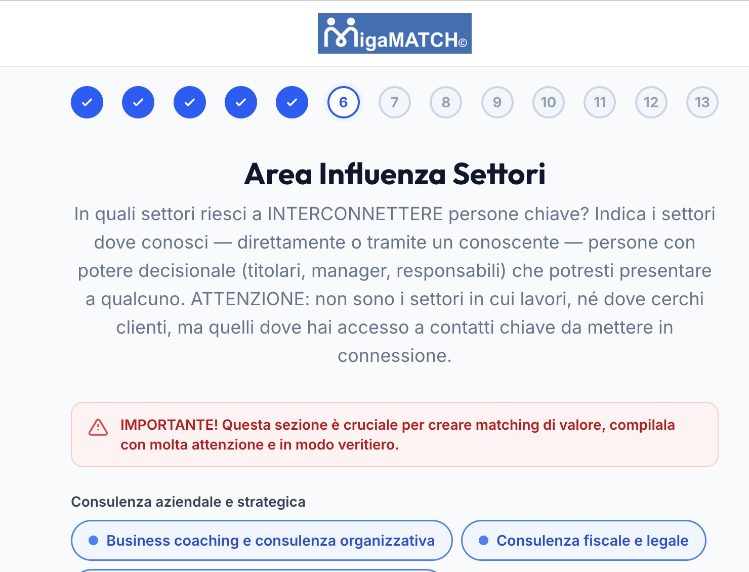 El paso Área de Influencia por Sectores del onboarding, con la explicación: indica los sectores donde conoces a personas con poder de decisión que podrías presentar, no los sectores en los que trabajas ni aquellos donde buscas clientes.