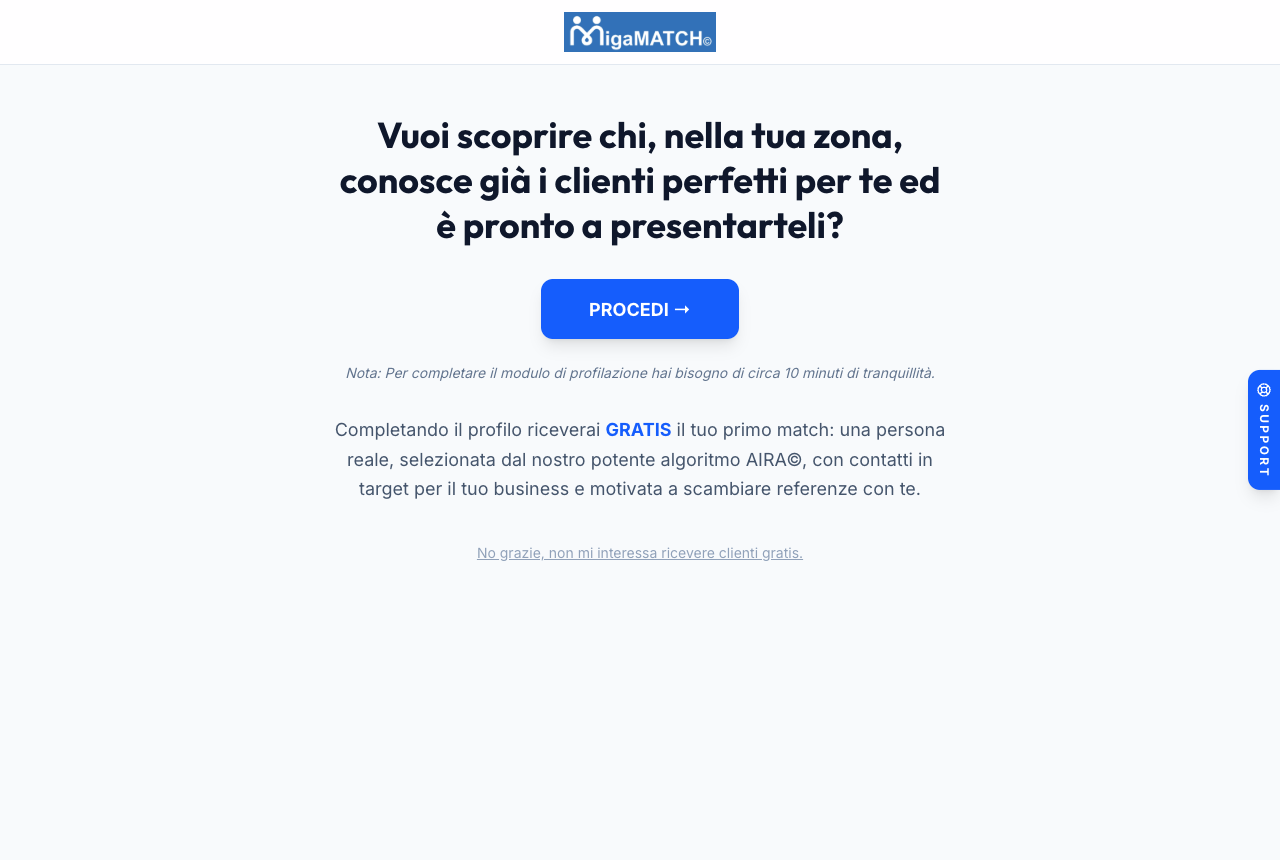 Pantalla de apertura del onboarding con el titular que pregunta si quieres descubrir quién, en tu zona, ya conoce a los clientes perfectos para ti y está listo para presentártelos, y el botón para continuar.